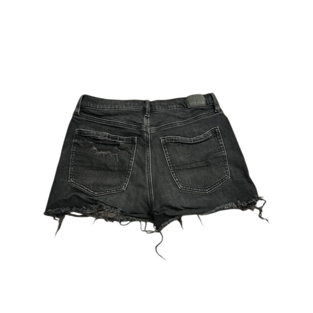 American Eagle Strigid Denim Shorts Womens 6 Black Excellent Distressed Raw Hem - Picture 2 of 7